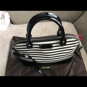 Kate spade sachel black and white stripes
